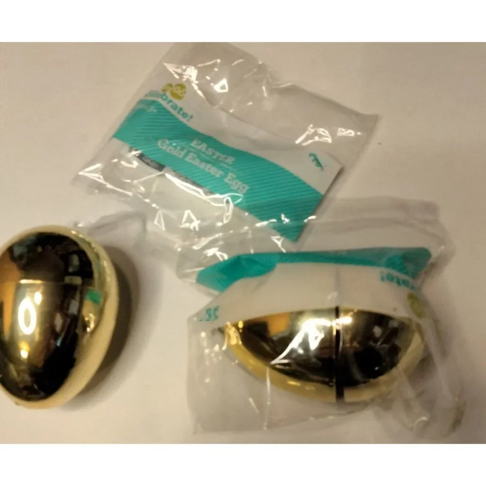 Golden Easter Egg Fillable Hunt Party Favor Gold Prize lot 16